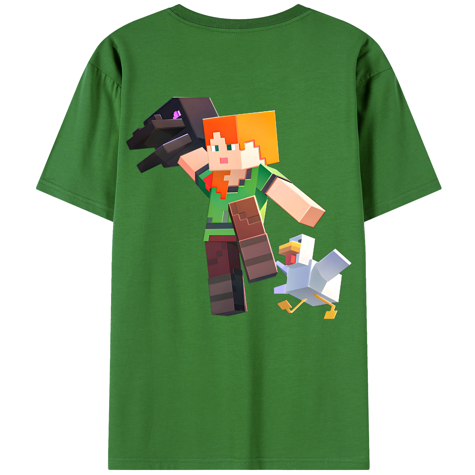 （画像用） マインクラフト ブロックの世界 Minecraft MC Block world レディース半袖Tシャツ(バックプリント)